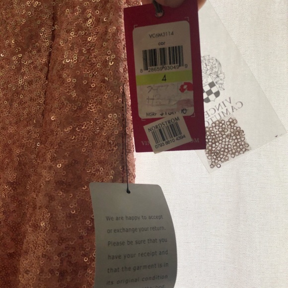 NWT Vince Camuto Blush Peach Sequin Midi Dress - Picture 9 of 11